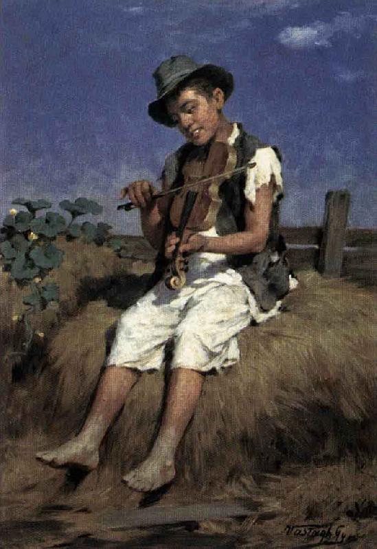 Gyorgy Vastagh Fiddler Gypsy Boy oil painting picture